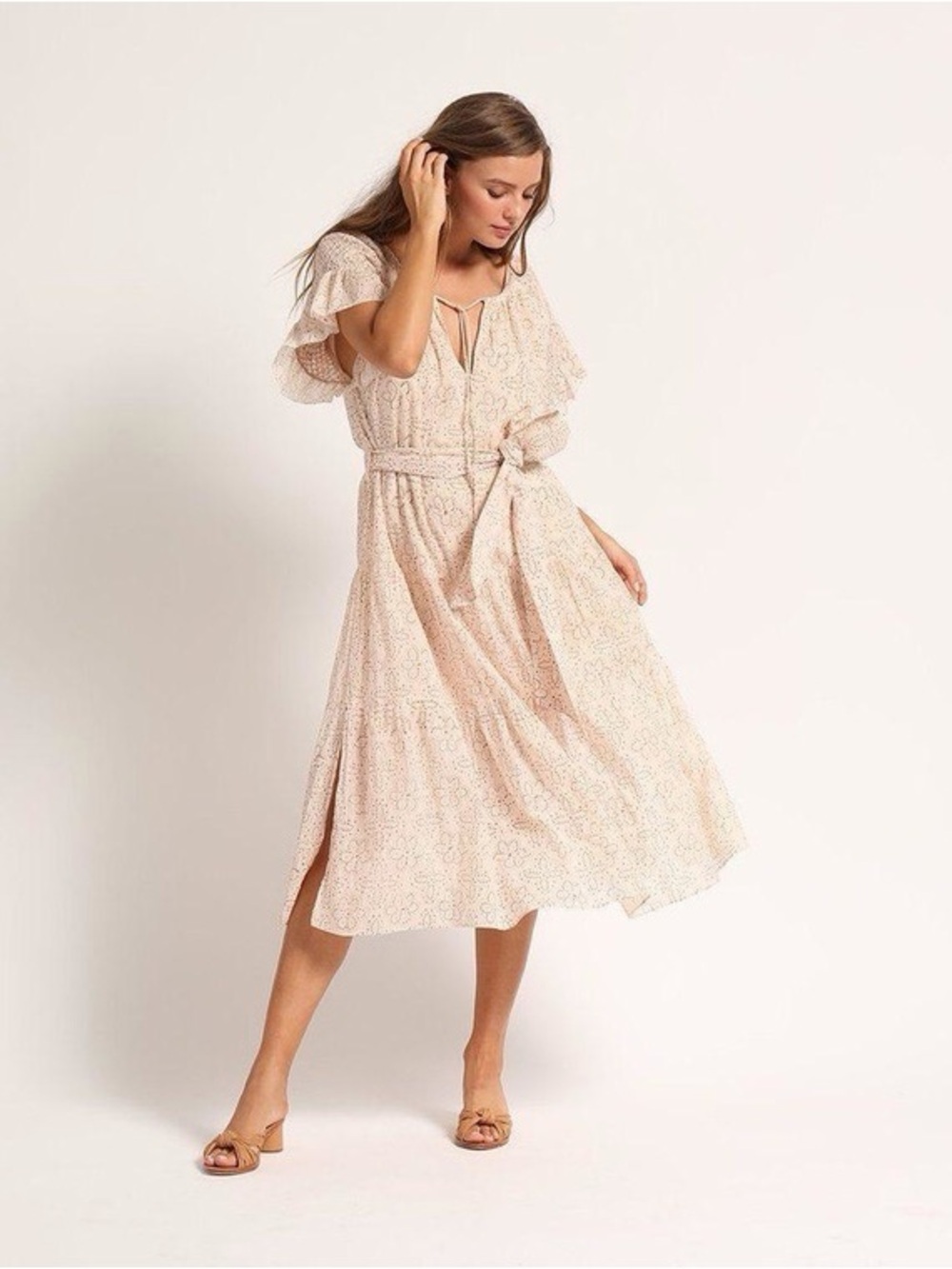 Cleobella Odelia Flowy Block-Print Dress